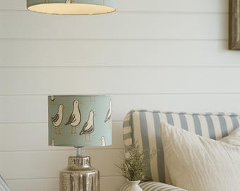 Funny Sea Gulls in Duck Egg - Fun Coastal Design Lampshade
