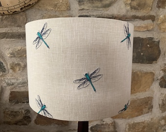 Teal Dragonfly Lampshade - Handmade in Devon