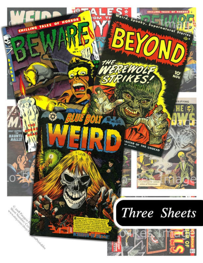 Golden Age Horror Comedian Reserve Addresses Collage Sheets, Printable Obtain, 2.5\ photo regarding Printable Game Covers referred to as Golden Age Horror Comedian E-book Addresses Collage Sheets, Printable Obtain, 2.5\
