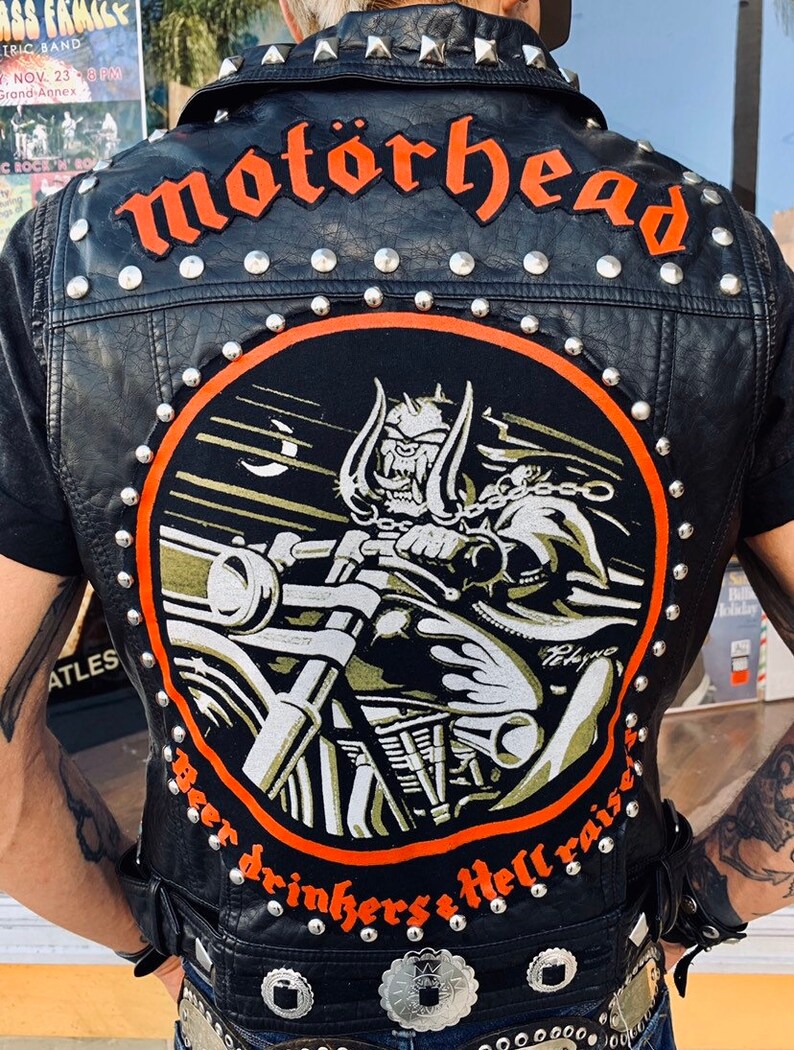 Mot\u00f6rhead Beer Drinkers and Hellraisers Studded Battle Vest x DIY x Faux Leather Motorcycle Vest x Ace Of Spades x Punk Vest x Heavy Metal