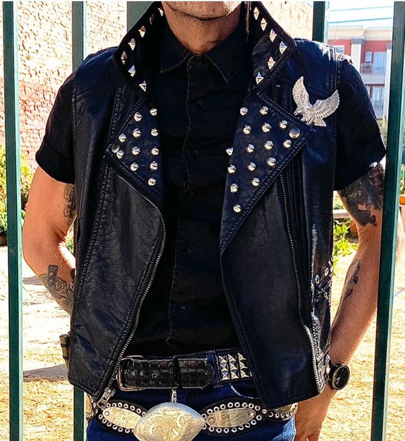 Mot\u00f6rhead Beer Drinkers and Hellraisers Studded Battle Vest x DIY x Faux Leather Motorcycle Vest x Ace Of Spades x Punk Vest x Heavy Metal