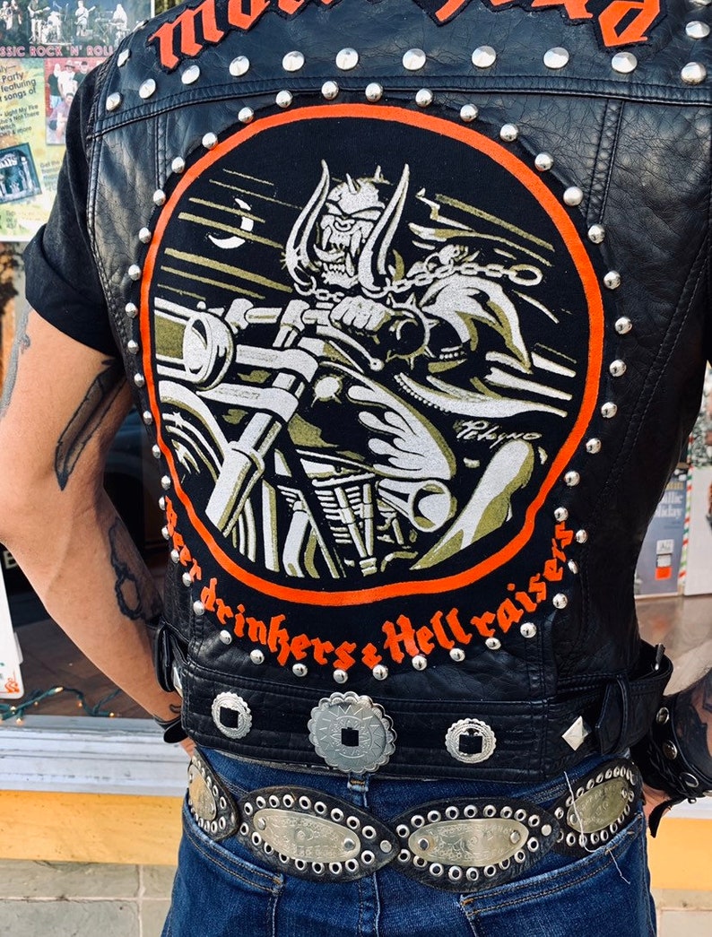 Mot\u00f6rhead Beer Drinkers and Hellraisers Studded Battle Vest x DIY x Faux Leather Motorcycle Vest x Ace Of Spades x Punk Vest x Heavy Metal