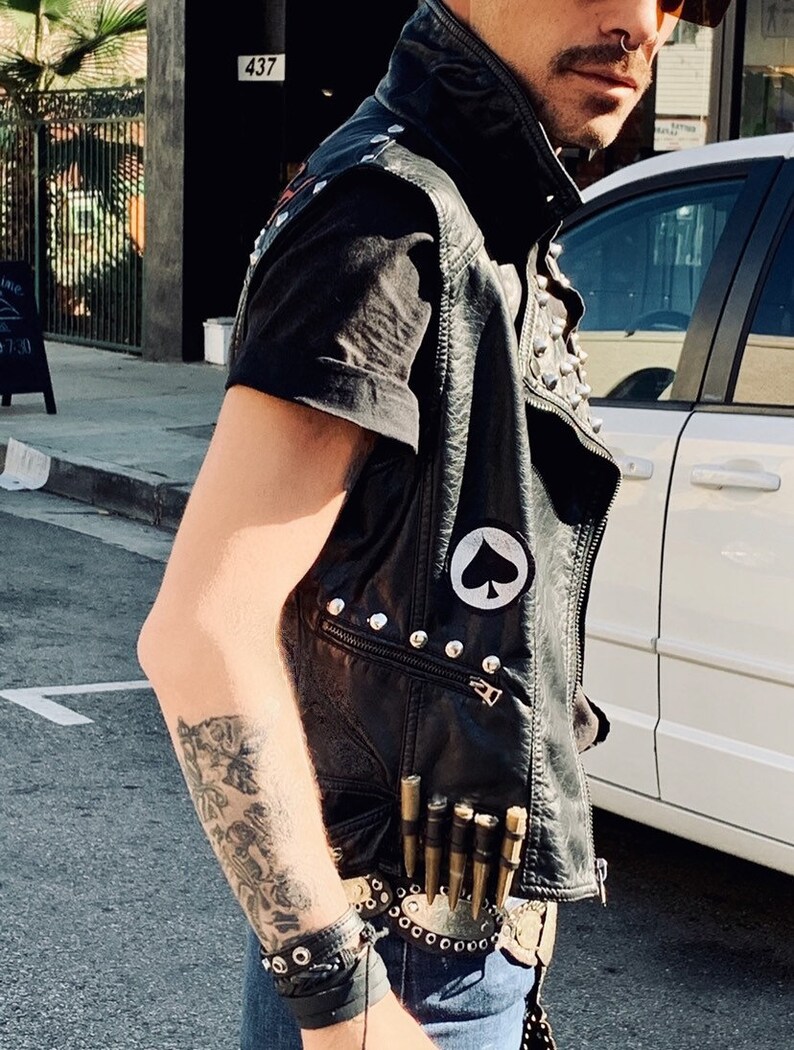 Mot\u00f6rhead Beer Drinkers and Hellraisers Studded Battle Vest x DIY x Faux Leather Motorcycle Vest x Ace Of Spades x Punk Vest x Heavy Metal