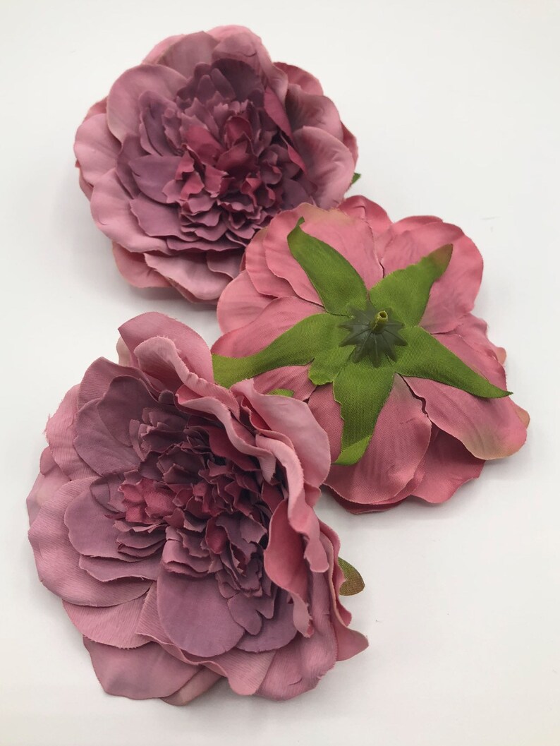 Artificial Flower Heads Three Mauve Peonies