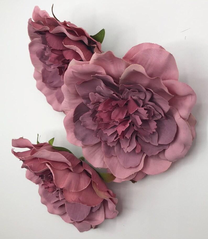 Artificial Flower Heads Three Mauve Peonies