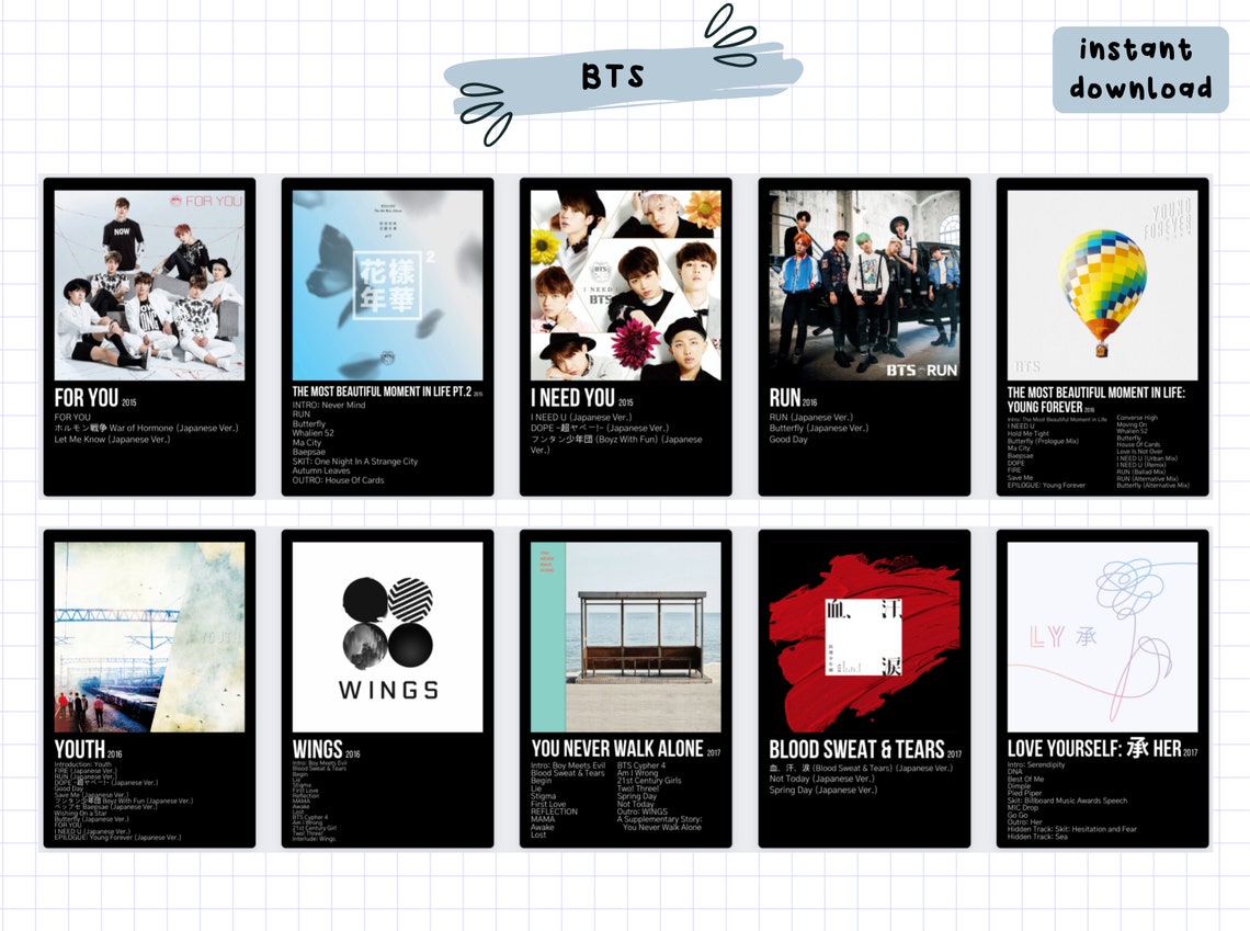 BTS Album Covers Digital Kpop Dark Wall Print / Aesthetic Etsy Australia