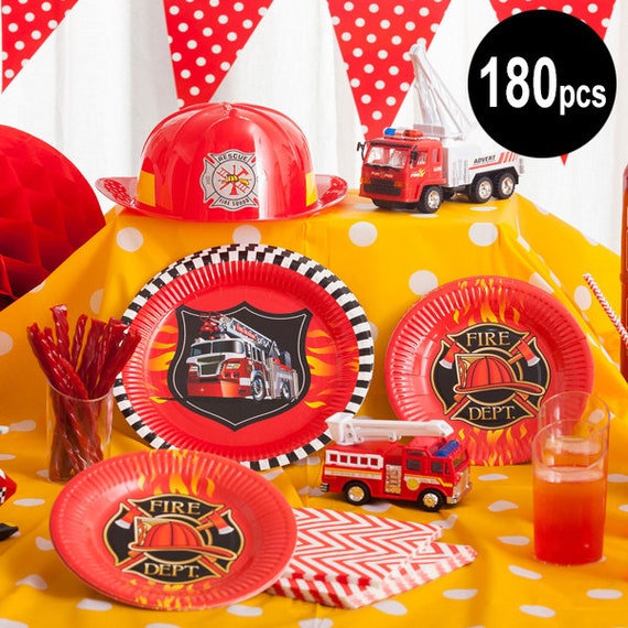 180 Pcs Firefighter Partyware Firefighter Party Supplies Etsy