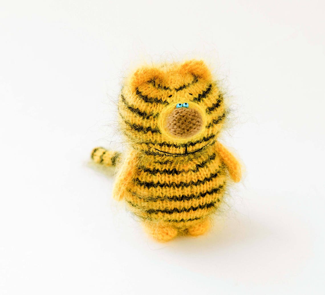 Knit tiger pattern cat amigurumi tutorial knitted toy pattern Etsy