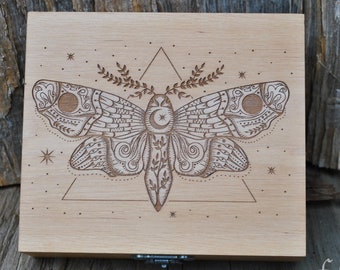 Wooden keepsake box "Light Moth", Tarot box