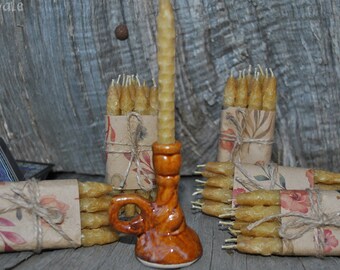 50 pcs 30+ minutes beeswax candles and candleholder set, Pure beeswax, Hand rolled