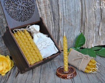 30 pcs 20 minutes beeswax candles, Pure beeswax, Honey comb, Hand rolled, Set