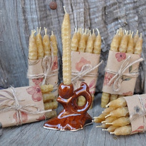 50 pcs 30+ minutes beeswax candles and candleholder set, Pure beeswax, Hand rolled
