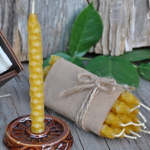 REFILL 60 pcs 20 minutes beeswax candles, Pure beeswax, Honey comb, Hand rolled