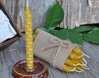 REFILL 60 pcs 20 minutes beeswax candles, Pure beeswax, Honey comb, Hand rolled