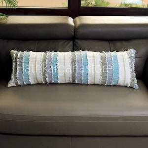 Ivory Extra Long Lumbar Pillow Cover 12x36&#39;&#39; | Handwoven Decorative Cushion | Neutral Throw Pillow for Sofa or Bed | Boho Home Decor Gift