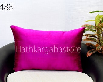 Iridescent Hot Pink & Black Silk Pillow Cover: Dupioni Throw Pillow, Euro Sham