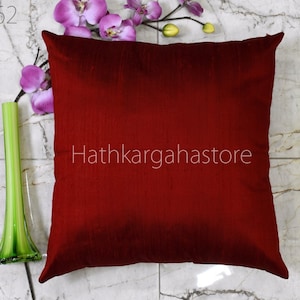 Iridescent Burgundy Pure Dupioni Silk Cushion Cover Handmade Throw Pillow Home Decor Silk Pillowcase HouseWarming Bridal Shower Wedding Gift