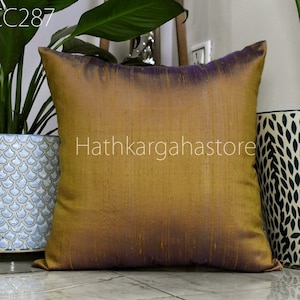 Iridescent Brown Dupioni Pure Silk Pillowcase Cushion Cover Handmade Throw Pillow Decorative Home Decor House Warming Bridal Wedding Gift