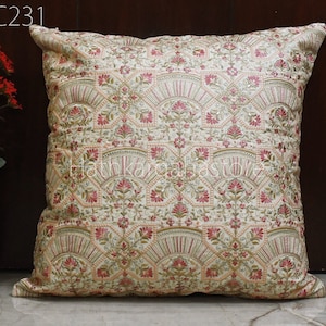 Beige Embroidered Cushion Cover, Handmade Embroidery Throw Pillowcase, Decorative Home Decor Pillow Cover HouseWarming Festival Wedding Gift