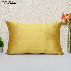 Funda de cojín de seda pura Dupioni dorada, lujosa y hecha a mano, para decoración del hogar, funda de almohada de seda, regalo de boda