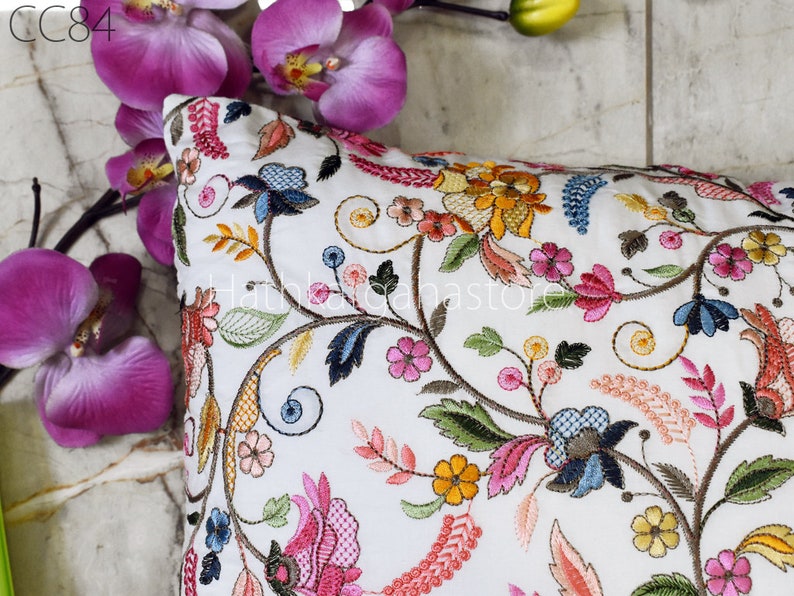 Ivory Embroidered Cushion Cover Decorative Home Decor Pillow Cover