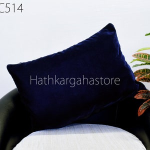 Navy Blue Velvet Sofa Cushion Cover, Rectangle Handmade Lumbar, Luxury Home Decor Throw Pillow cover, Velvet Pillowcase House Warming Gifts