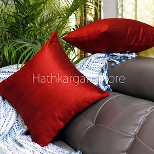 Maroon Dupioni Silk Cushion Cover Handmade Throw Pillow Decorative Home Decor Pure Silk Pillowcase House Warming Bridal Shower Wedding Gift