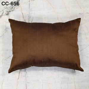 Iridescent Brown Dupioni Pure Silk Throw Pillow Cushion Cover Lumbar Euro Sham 12X 26 Handmade Home Decor Pillowcase Gift for House Warming
