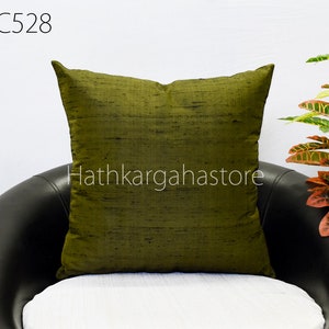 Iridescent Green Dupioni Silk Throw Pillow Cover  Cushion Cover Decorative Pure Silk Pillowcase Home Decor House Warming Bridal Shower Gift