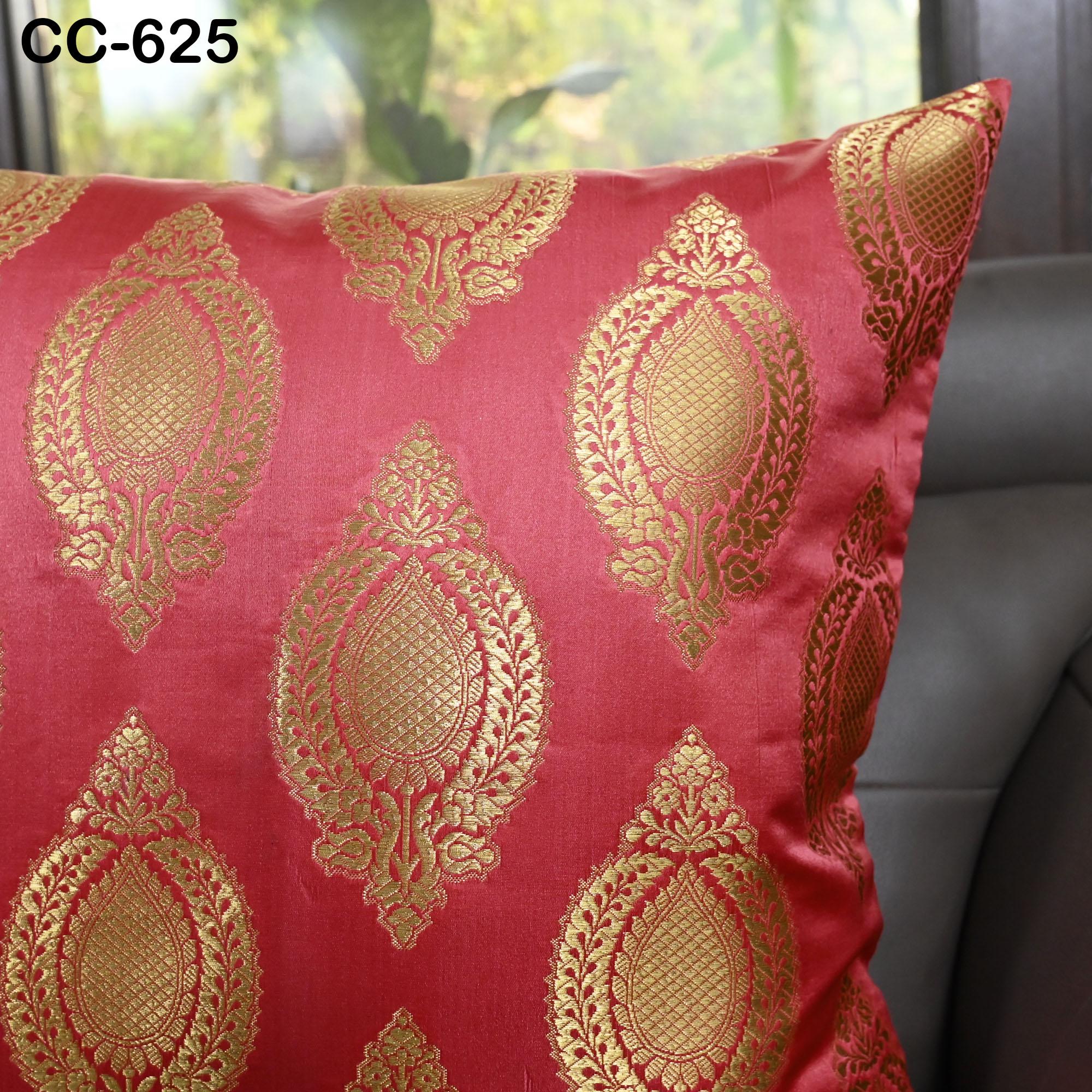 Luxury Gold On Red Damask Chenille Striped Throw Pillow Cover – Custom Sizes Available
