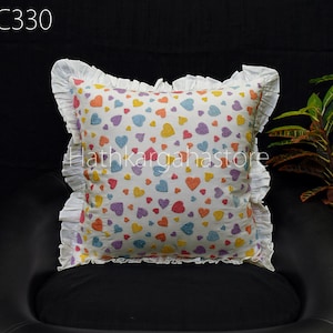 White Embroidered Frill Throw Pillow Cushion Cover Handmade Embroidery Decorative Home Decor Pillowcase House Warming Bridal Shower Wedding