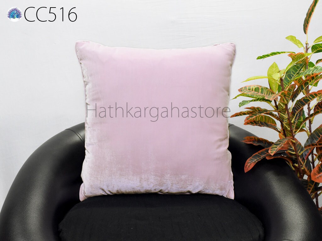 Light Lilac Pink Velvet Cushion Cover Square | Handmade Throw Pillow | Luxury Home Decor Double Sided Pillowcase | Personalized Gift for Her