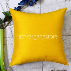 Yellow Dupioni Pure Silk Cushion Cover Handmade Throw Pillow Decorative Home Decor Silk Pillowcase House Warming Bridal Shower Wedding Gift