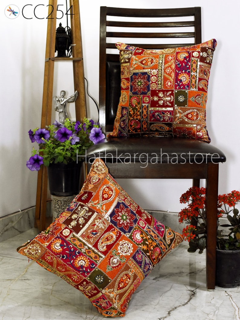 Handmade Luxury Home Decor House Warming Gift Embroidery Cushion Cover Embroidered Square Cushion Cover