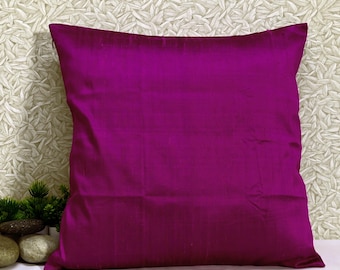 Hot Pink & Black Silk Dupioni Cushion Cover: Handmade Luxury Pillowcase