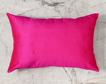 Pink Dupioni Silk Pillow Cover: Lumbar Cushion, Home Decor