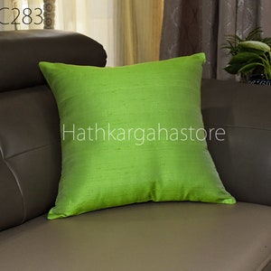 Iridescent Green Dupioni Silk Cushion Cover | Pure Silk Throw Pillow | Luxury Home Decor | Housewarming & Wedding Gift