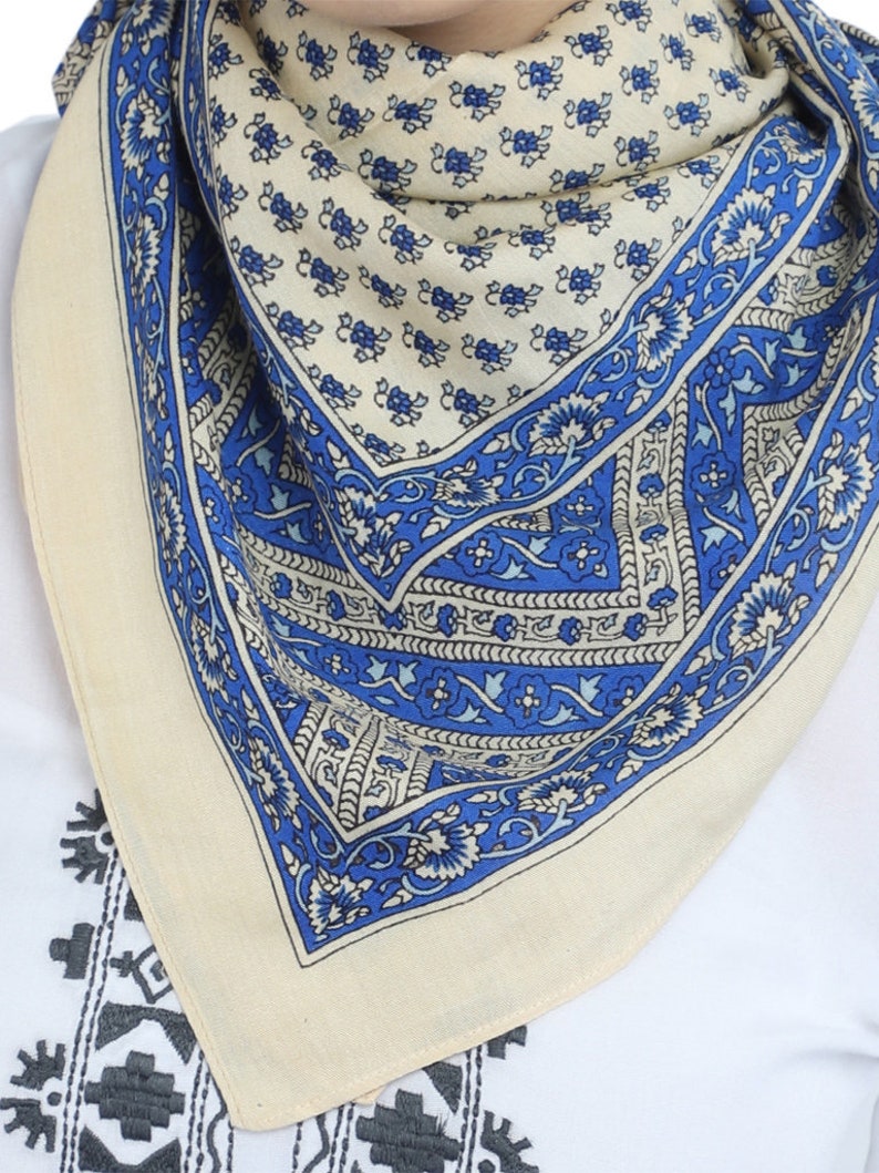 Blue Head Wrap Scarf Cowl Neck Wrap Indian Bandana Headscarf Etsy