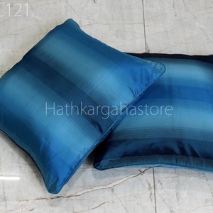 Taffeta Silk Cushion Cover Blue Handmade Pure Silk Throw Pillow Decorative Christmas Home Decor House Warming Bridal Shower Wedding Gift