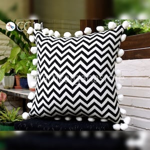 Funda de cojín Chevron negro Jacquard decorativo Decoración para el hogar Funda de almohada cuadrada personalizada Cojín Casa Calentamiento