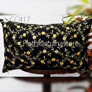 Embroidered Lumbar Throw Pillow Cotton Rectangle Decorative Home Decor Sham Pillowcase Embroidery Cushions House Warming Bridal Shower Gift