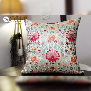 Embroidered Cushion Covers | Handmade Embroidery Throw Pillow Cover Decorative Indian Home Decor DIY Pillowcases House Warming Wedding Gifts