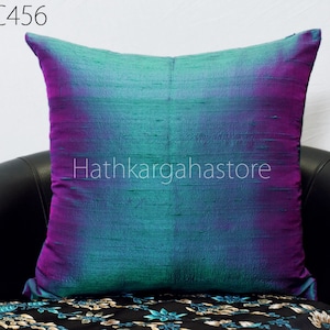 Iridescent Green Dupioni Silk Cushion Cover Handmade Throw Pillow Decorative Pure Silk Pillowcase Home Decor HouseWarming Bridal Shower Gift