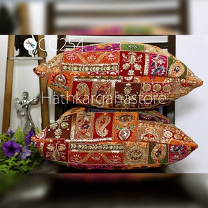 Embroidered Pillowcase | Indian Handmade Embroidery Throw Pillow cover Decorative Body Sham, Cushion Cover Boho Home Decor HouseWarming Gift