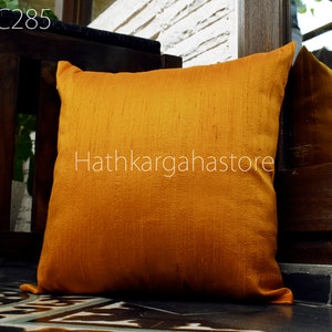 Marigold Yellow Silk Pillowcase: Handmade Dupioni Cushion Cover