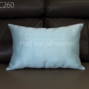 Powder Blue Dupioni Pure Silk Cushion Cover Handmade Throw Pillow Decorative Home Decor Silk Pillowcase House Warming Bridal Wedding Gift