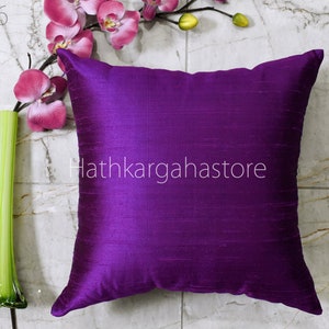 Purple Dupioni Silk Square Pillowcase | Cushion Cover Handmade | 100% Pure Silk Throw Pillow | DIY Home Decor | Gift Wedding House Warming