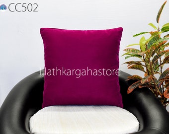 Magenta Velvet Throw Pillow, Square Handmade Luxury Cushion Cover, Home Decor Double Sided Velvet Pillowcase, Customize Bridal Shower Gifts