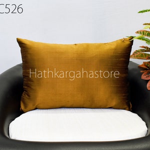 Iridescent Brown Dupioni Pure Silk Throw Pillow Cushion Cover Lumbar Euro Sham 12X 26 Handmade Home Decor Pillowcase Gift for House Warming