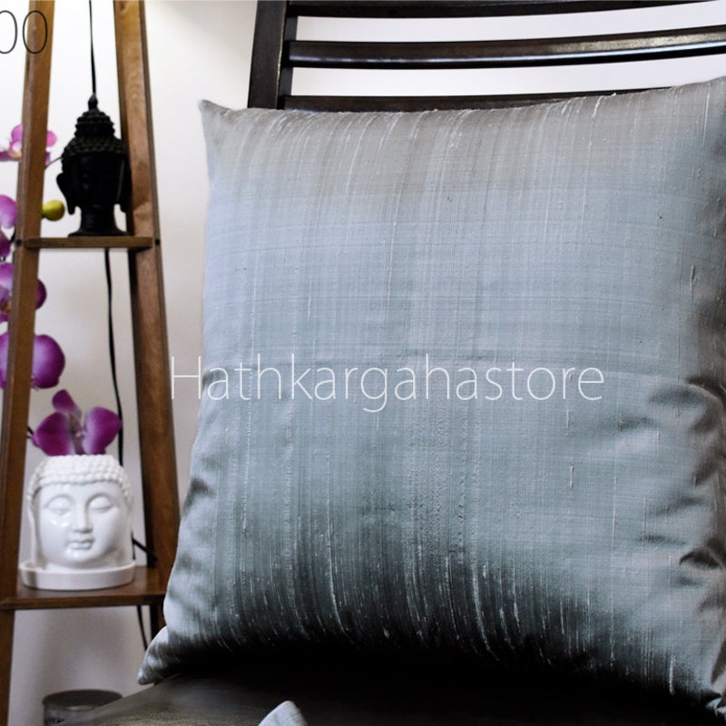 Sitalpati शीतल पाटी Grass Handwoven Dupion Silk Cushion Cover (12 x 12 in)